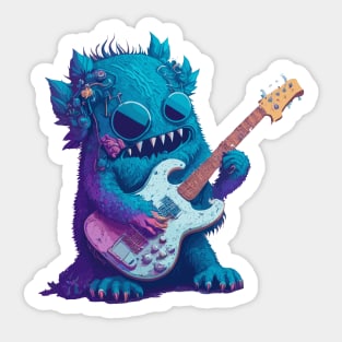 Monster Playing Guitar Sticker